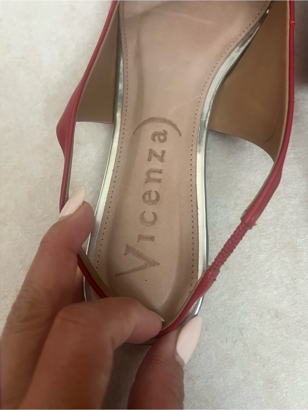 Vicenza Women’s Red Pointed-Toe Slingback Flats Silver Detail Size 9 - Picture 4 of 10